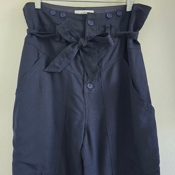 Isabel Marant Etoile Sineba Paperbag Belted Pants Navy 34/ XS (Fits like S) - Picture 3 of 10